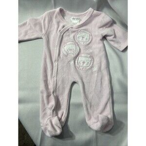 Vintage Pitter Patter Pink Baby Footed One Piece  sz 0-3 Months‎